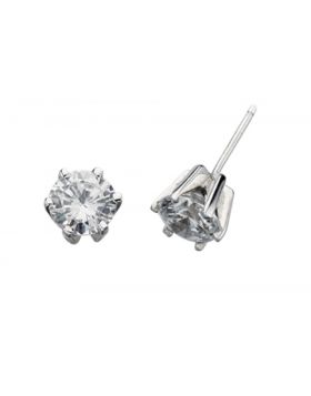 Round Claw Set Stud Earrings with CZ