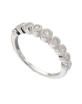 Silver Millegrain Ring with CZ