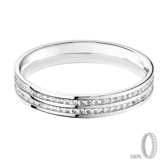 Diamond set double row wedding ring