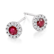 Diamond & Ruby Cluster Earrings