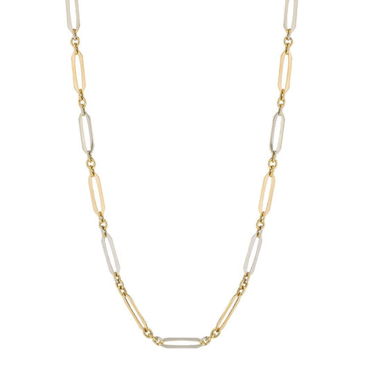Yellow And White Gold Elongated Link Chain