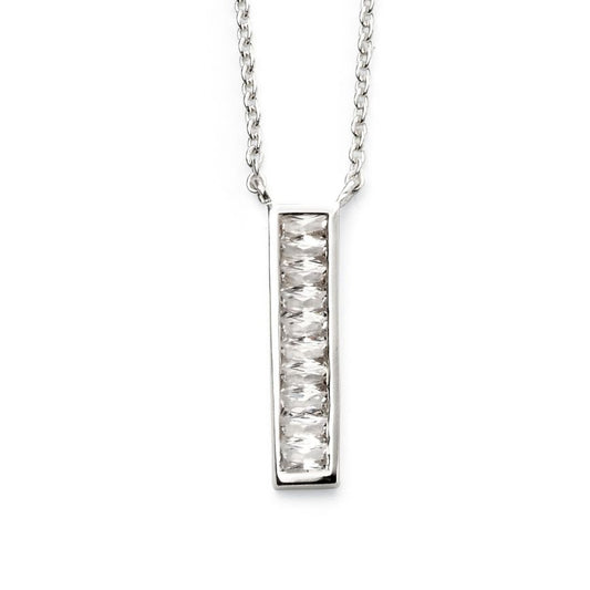 Channel Set Bar Necklace With CZ