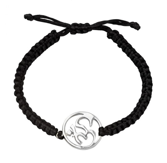 Black Cord Toggle Bracelet With Om Symbol