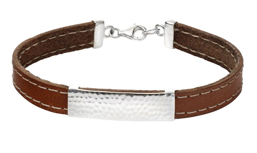 Brown Leather ID Bracelet