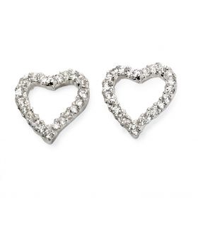 Pave Open Heart Earrings With CZ