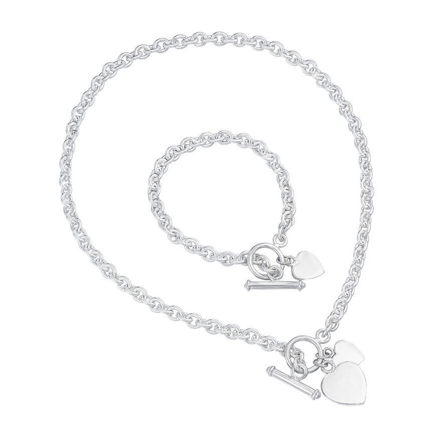 T-Bar Bracelet With Heart Tag