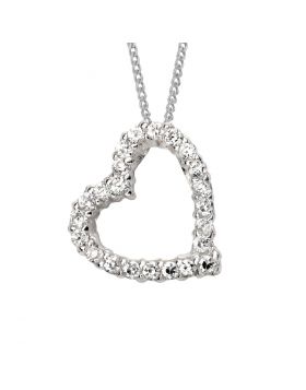 Open Heart Pendant With CZ