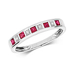 9ct White Gold Diamond And Ruby Eternity Ring