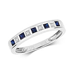 9ct White Gold Diamond And Sapphire Eternity Ring