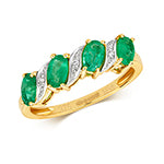 9ct Diamond and Emerald Ring