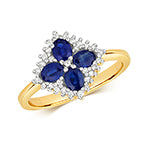 9ct Sapphire and Diamond Cluster Ring
