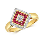 9ct Ruby and Diamond Cluster ring
