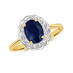 9ct Yellow Gold Sapphire and Diamond Cluster