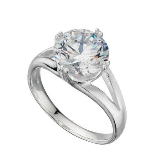 Large Cubic Zirconia Solitaire Ring